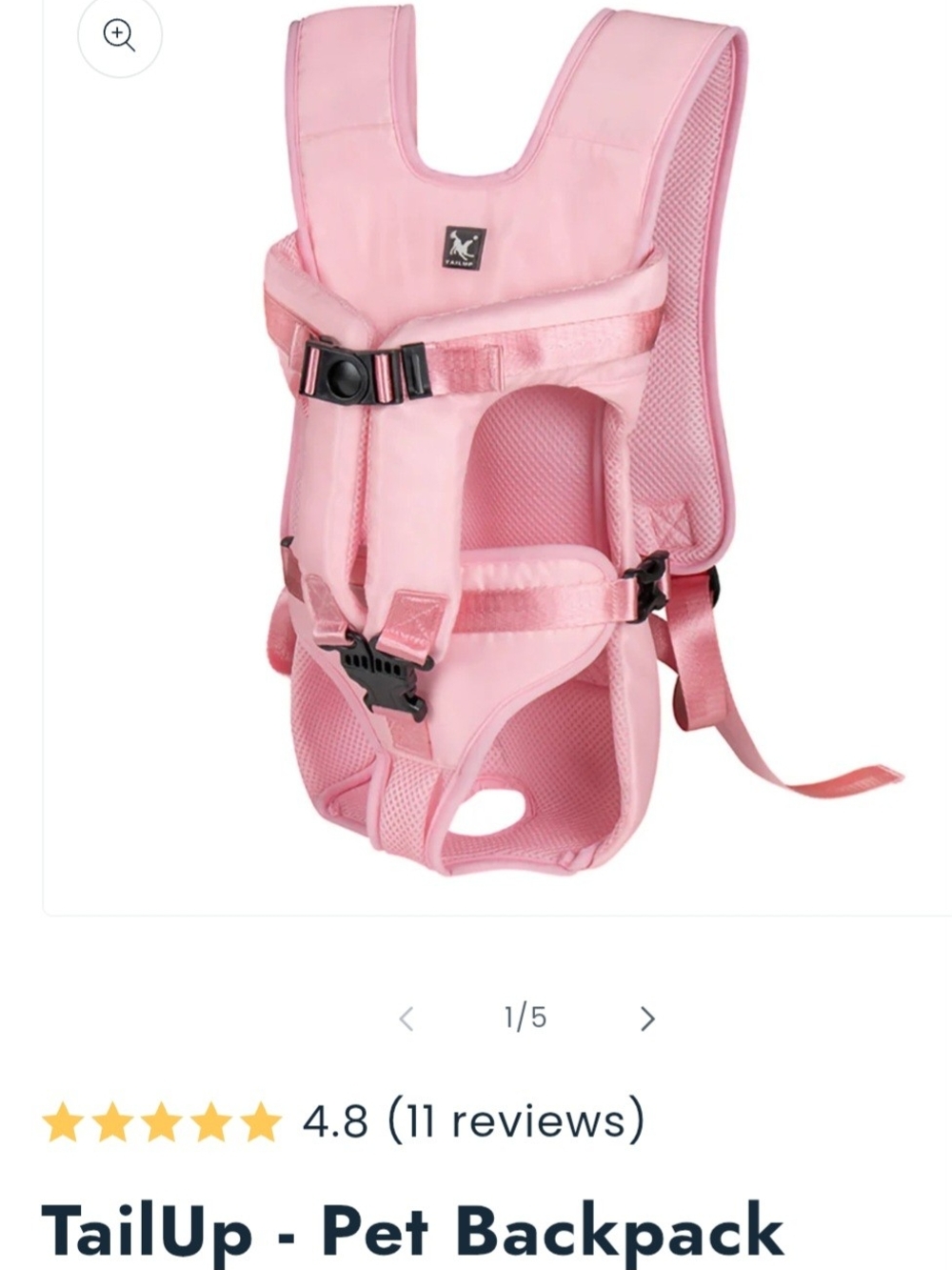 Tailup Pink Pet Carrier Backpack